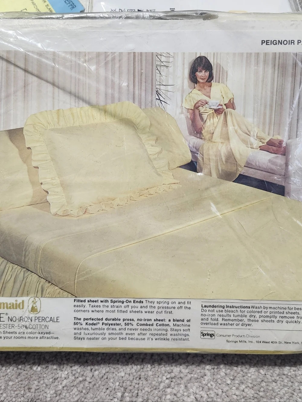 Vintage Springmaid Wondercale No-Iron Percale‎ Double Flat Sheet - Cream- Full